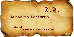 Kubovits Marianna névjegykártya